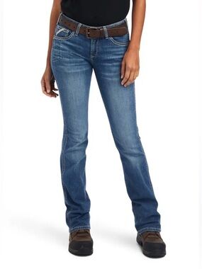 ARIAT Rebar Riveteer Perfect Rise Bootcut Jeans | Malibu Wash | Women's Size 18